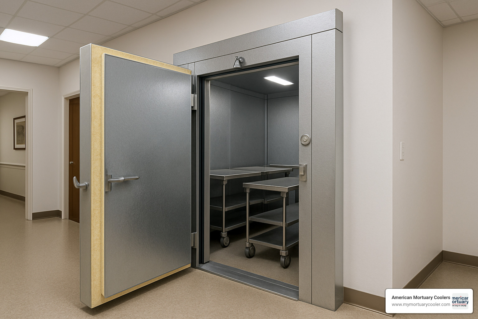 Mortuary cooler with high R-value insulation panels - www.arcticmortuarycoolers.com