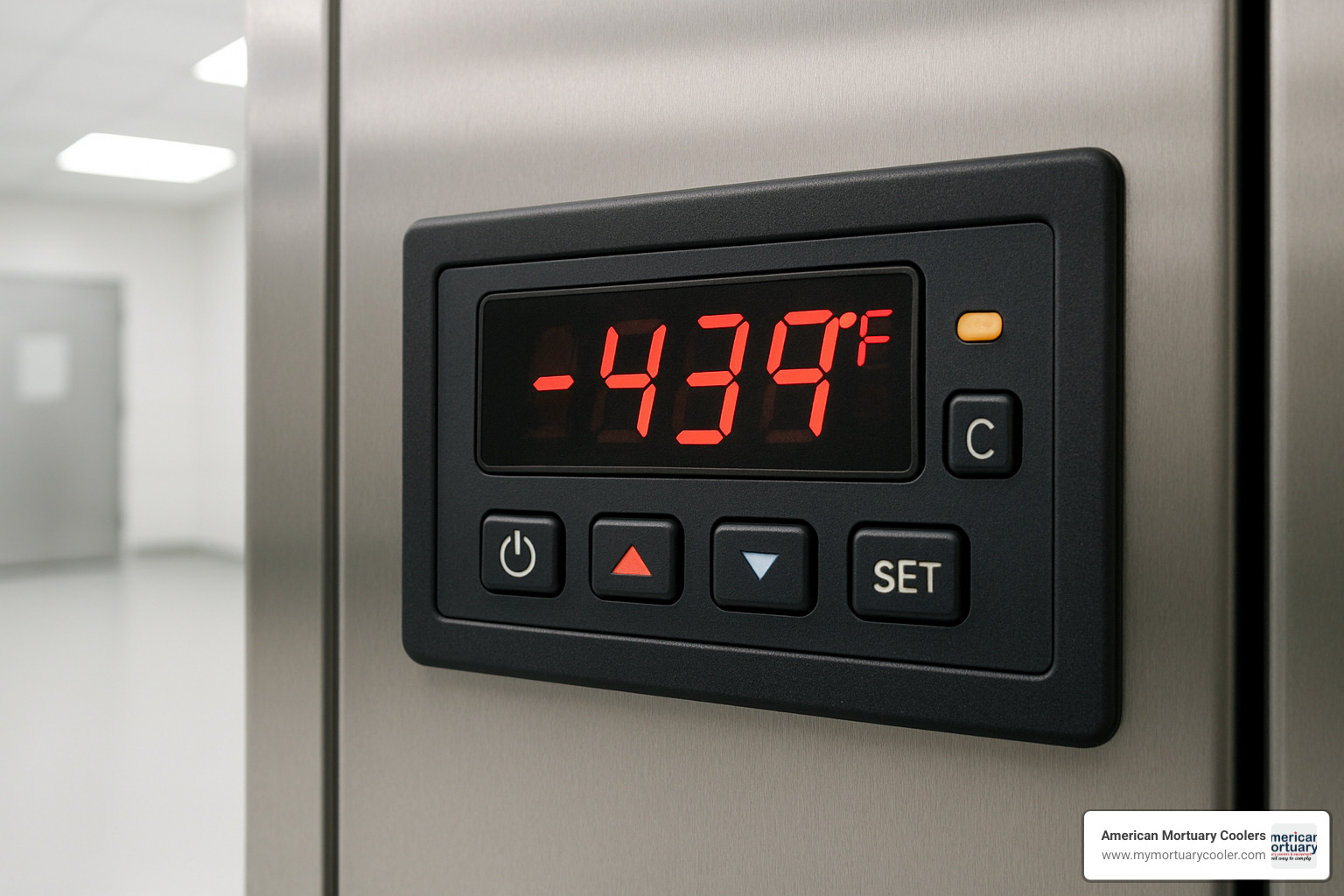 Digital control panel for mortuary cooler - www.arcticmortuarycoolers.com
