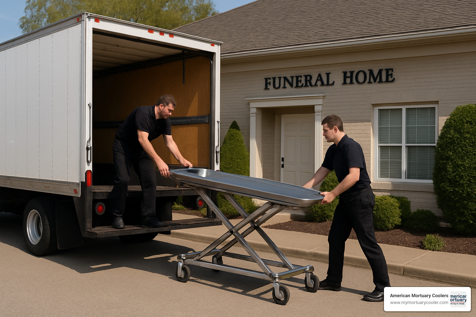 Delivery of hydraulic embalming table to funeral home - hydraulicembalmingtables.com