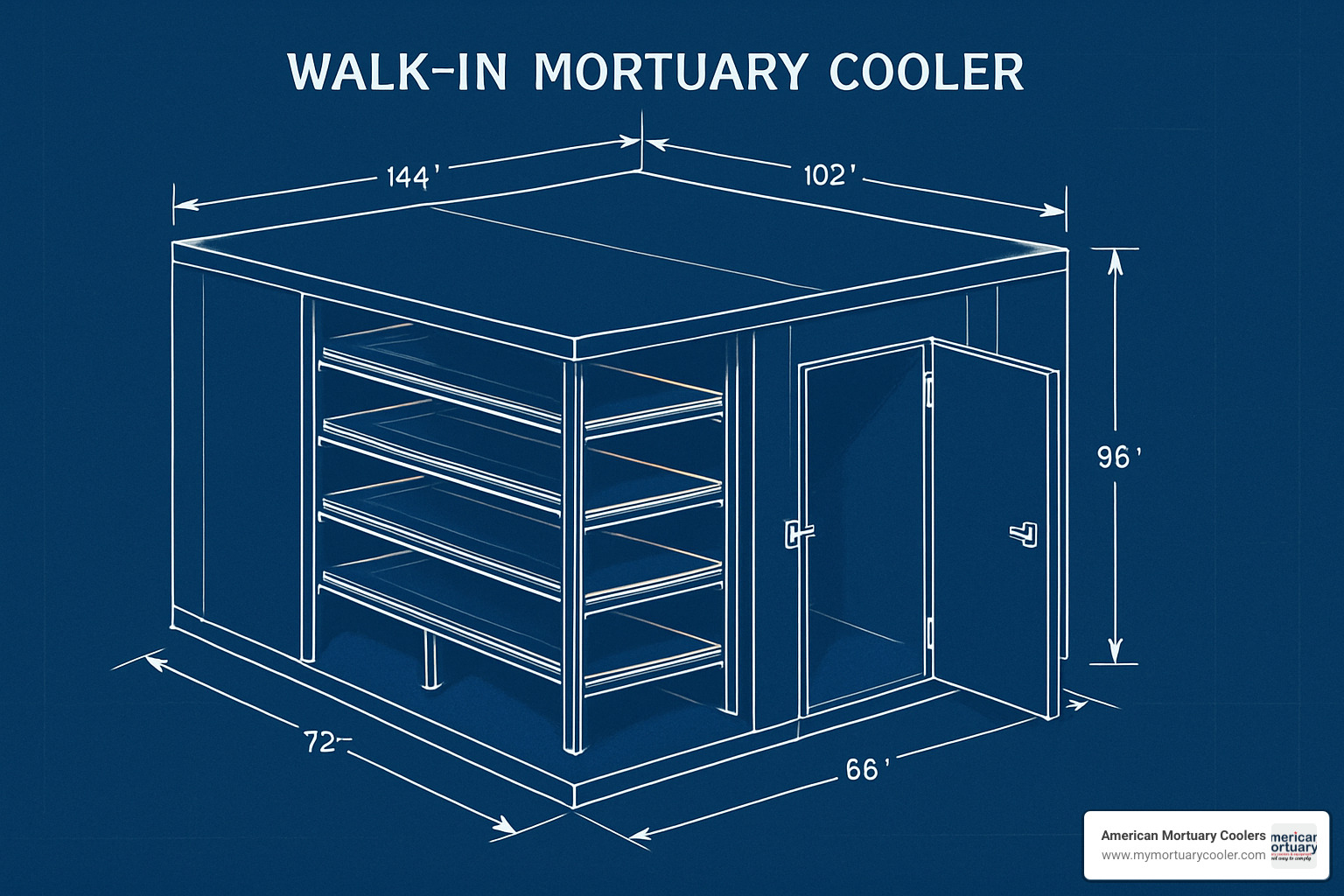 8 to 10 body walk-in cooler schematic - walkinmortuarycooler.com