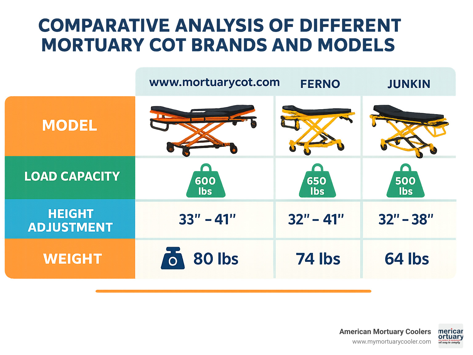 Comparative analysis of different mortuary cot brands and models