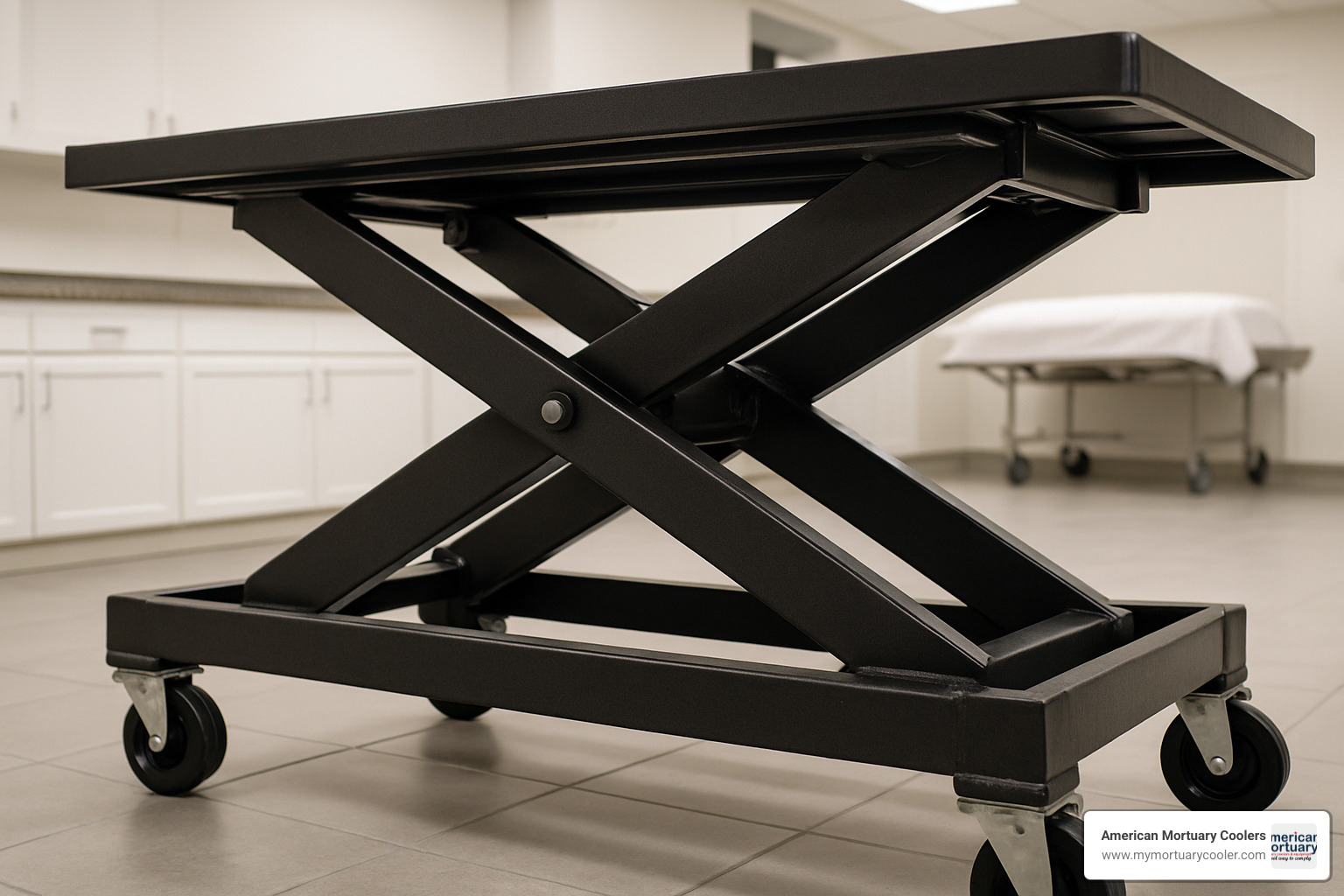 Heavy-duty frame of bariatric mortuary scissor lift - mortuary scissor lift photos