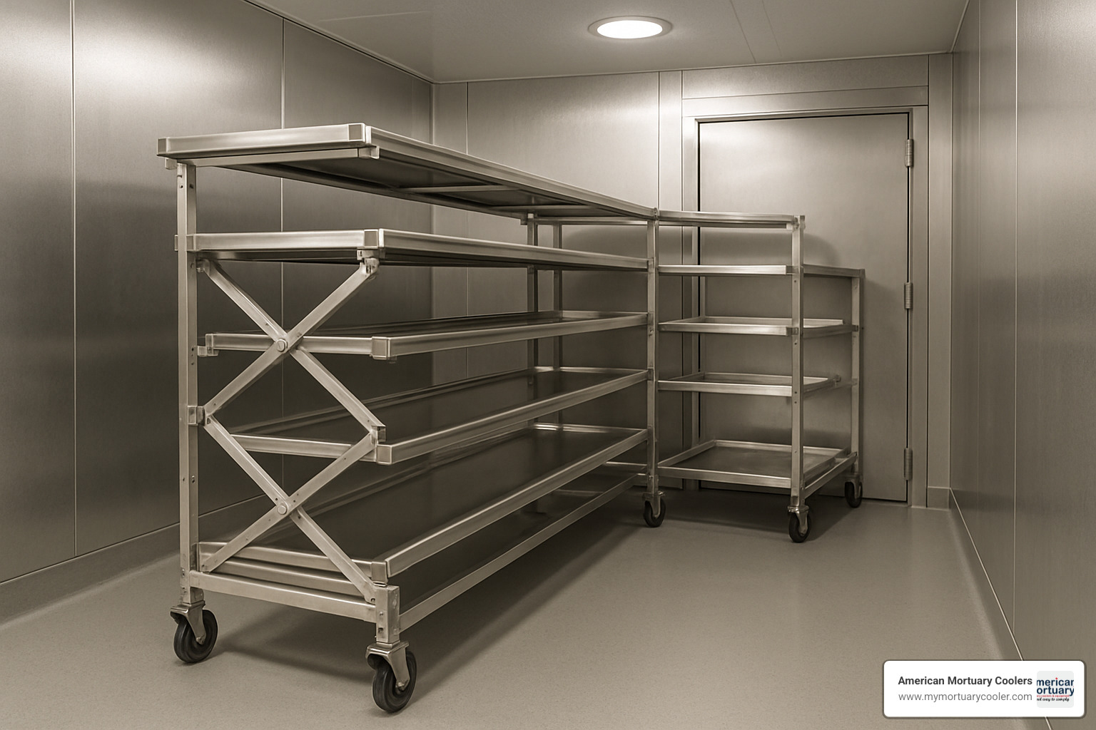 Collapsible emergency rack system for surge capacity - quickchillmortuarycoolers.com