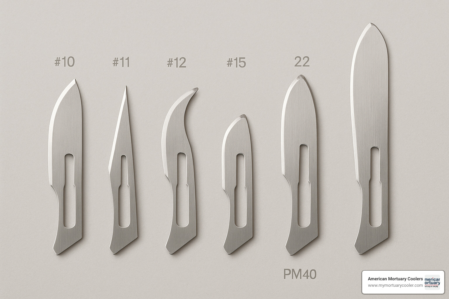 Various scalpel blade shapes showing different cutting profiles - scalpel blades