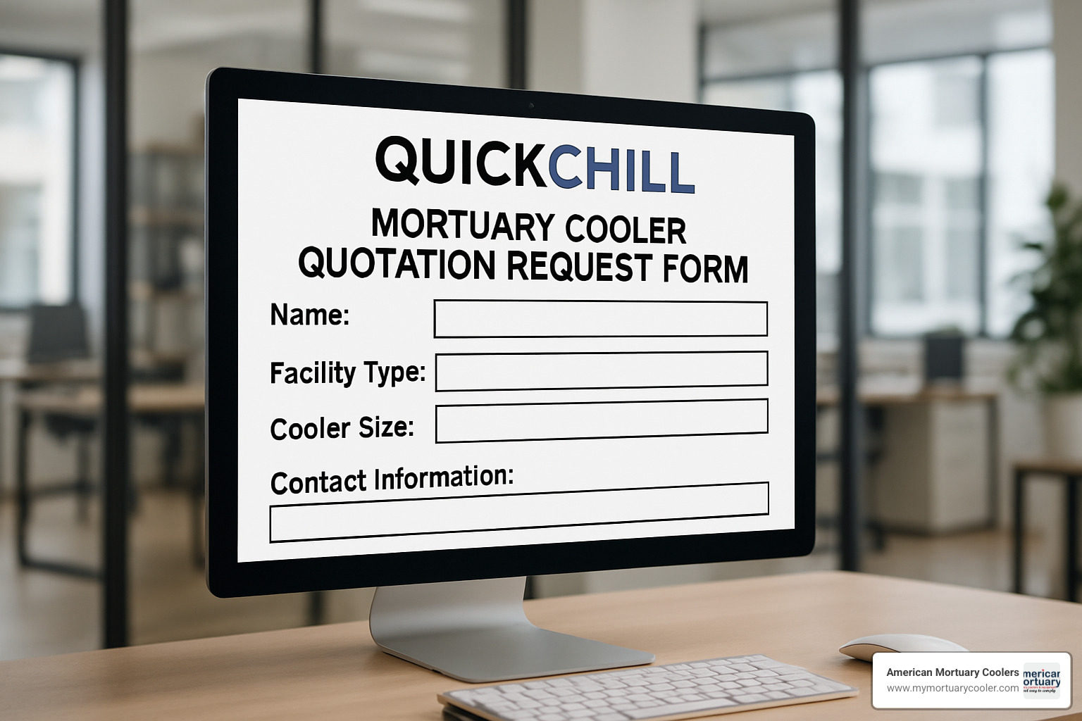 Example of a QuickChill quotation request form - quickchillmortuarycoolers.com