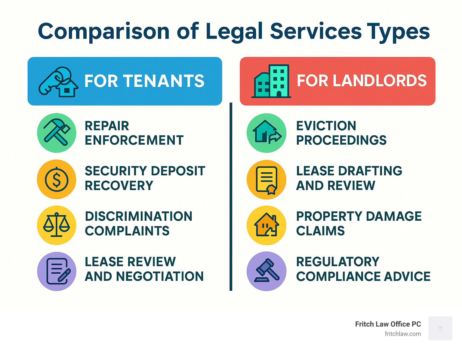 Comparison of legal services types - housing lawyer infographic 
