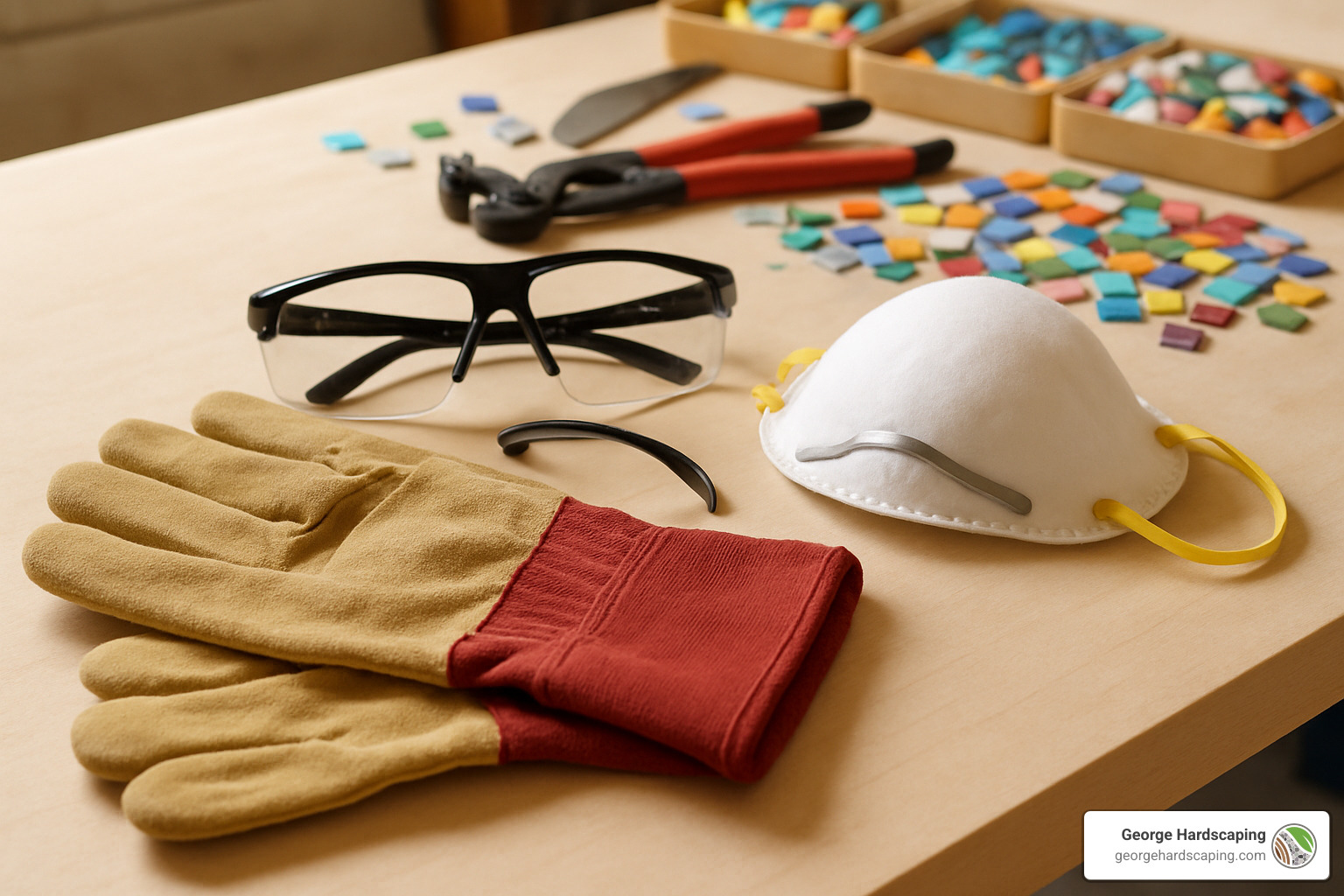 safety equipment for mosaic work - how to make mosaic stepping stones