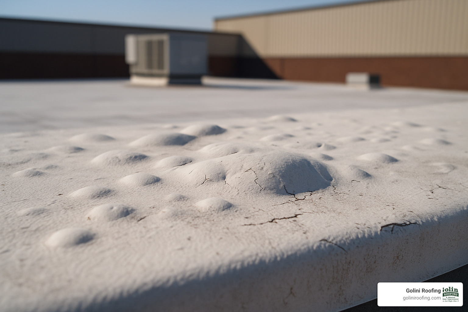 blistered TPO membrane on commercial roof - Commercial roof repair near me