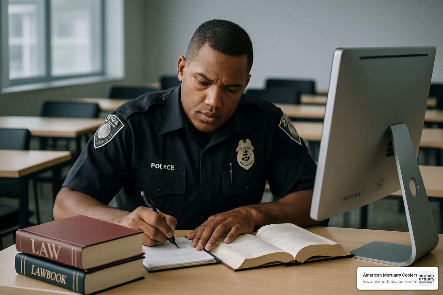 police officer studying for certification exam - mopec police test