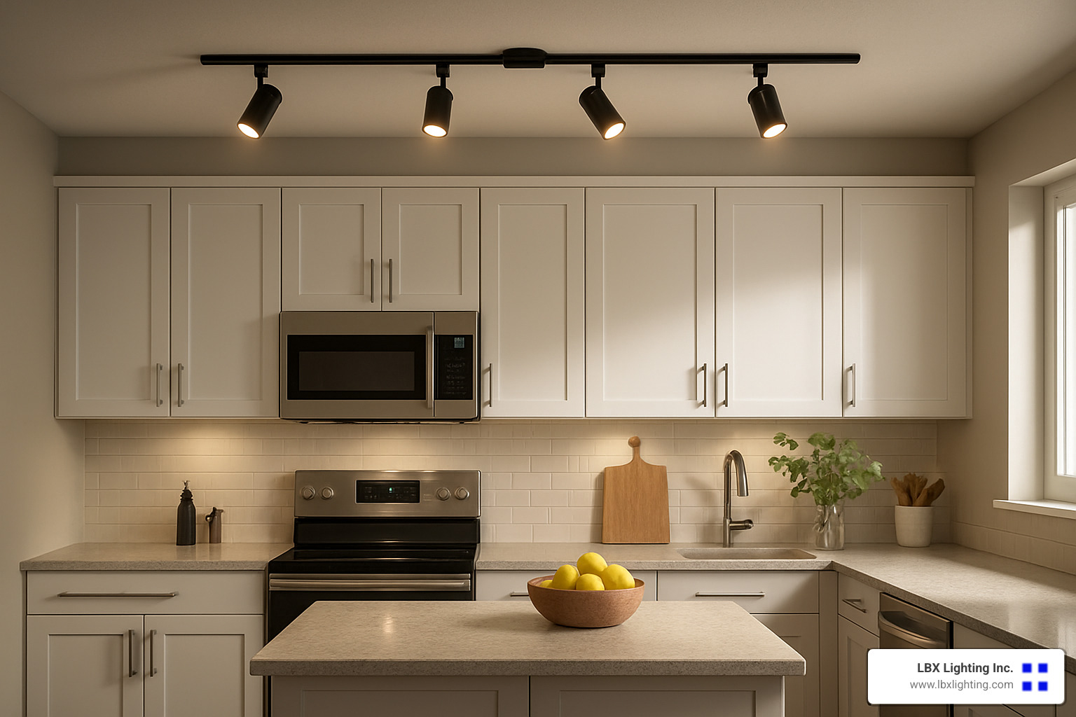 Kitchen track lighting placement diagram showing optimal distances - track lighting for kitchen