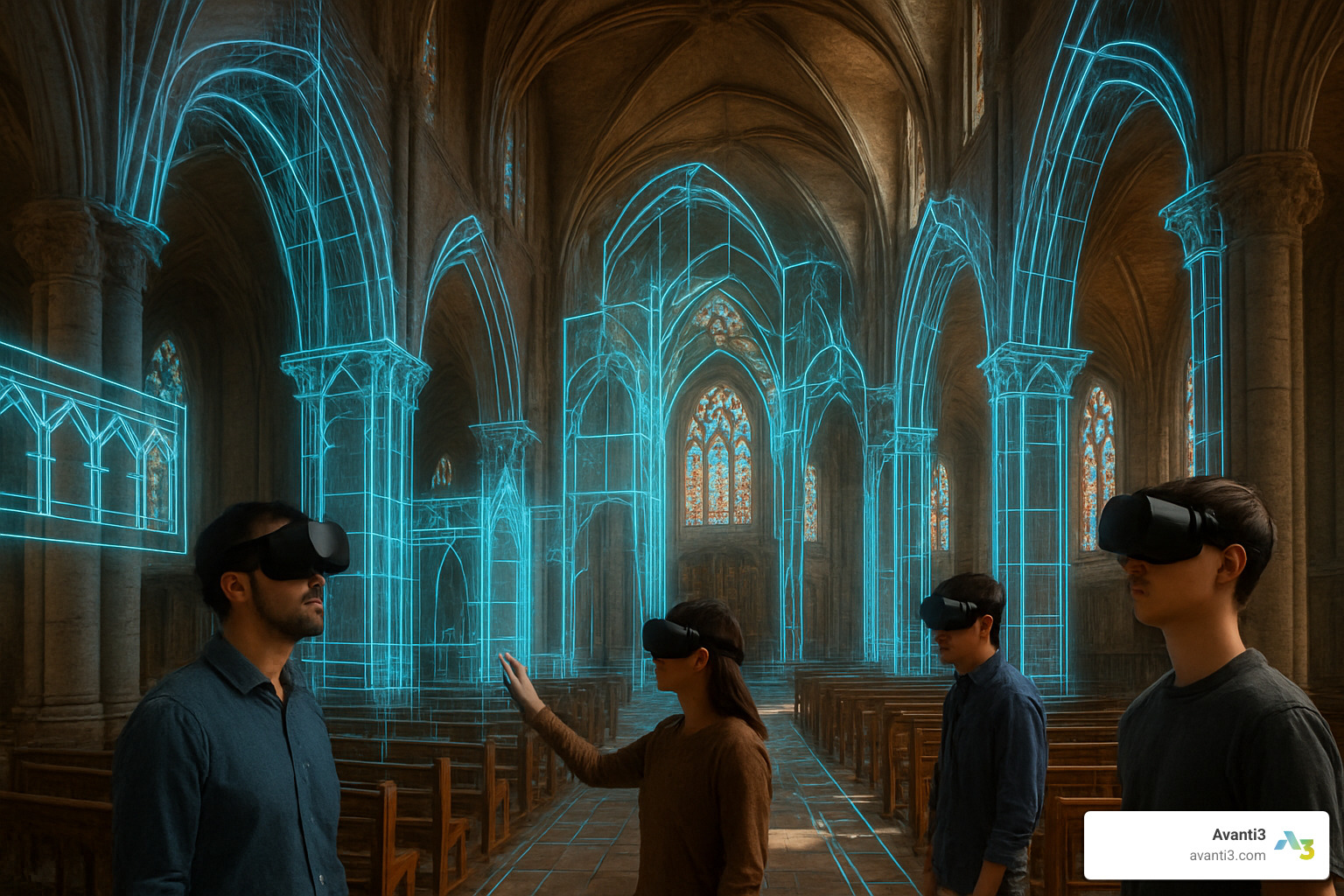 cathedral VR scene with digital reconstruction - AR and VR experiences
