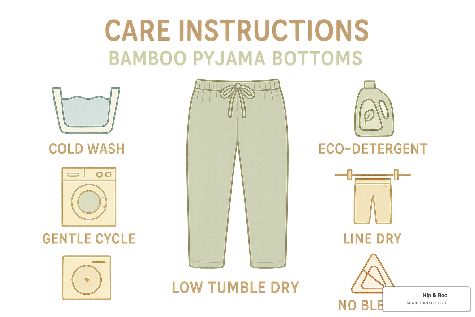 bamboo pyjama bottoms care instructions - kip and boo pyjama pants