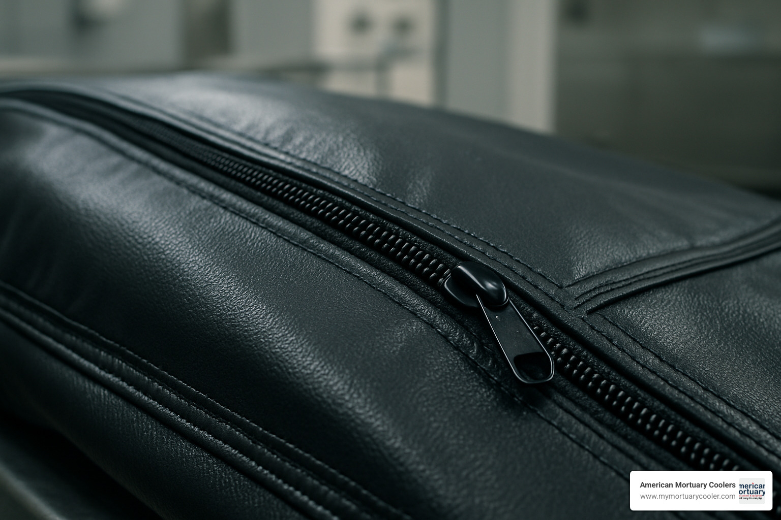 Close-up of body bag material and zipper construction - body bags dead www.medical-stretcher.com