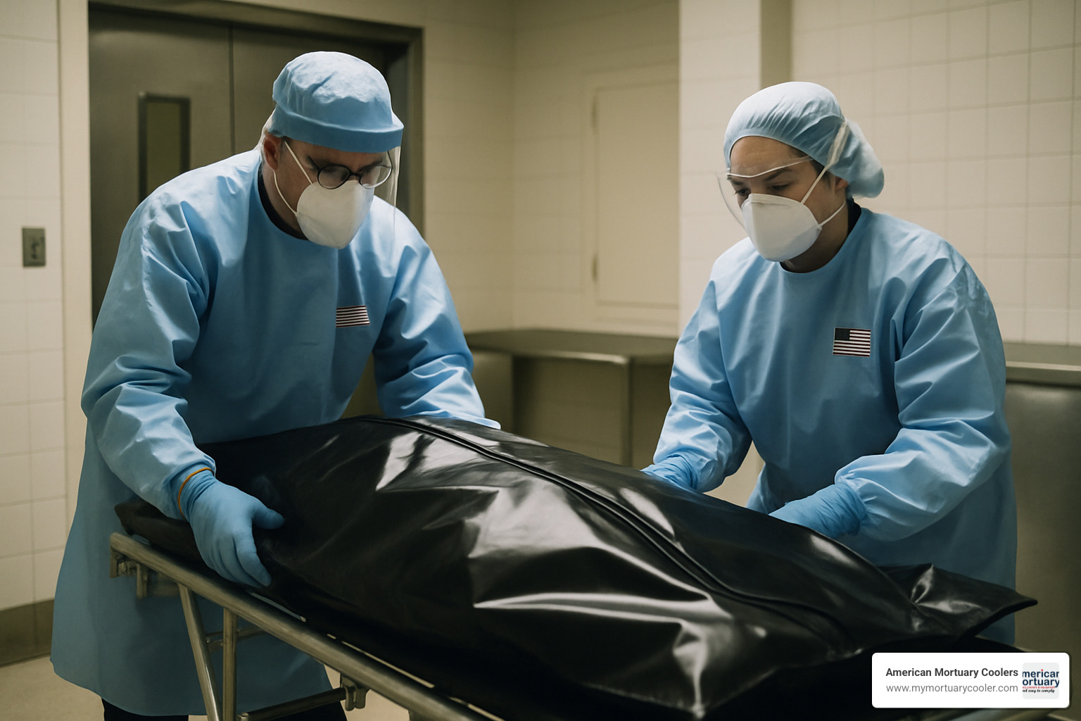 mortuary professionals handling body bag with dignity - body bags dead www.medical-stretcher.com