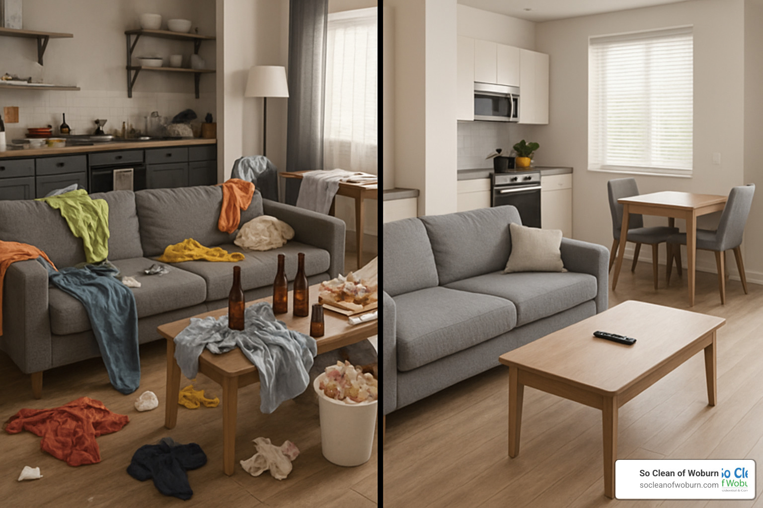 cluttered apartment versus clean organized apartment - Local apartment cleaners