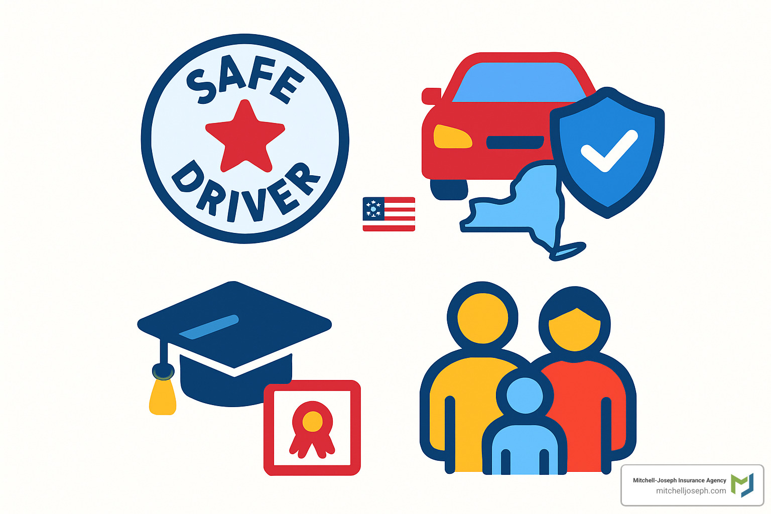 Insurance discount icons showing various savings opportunities