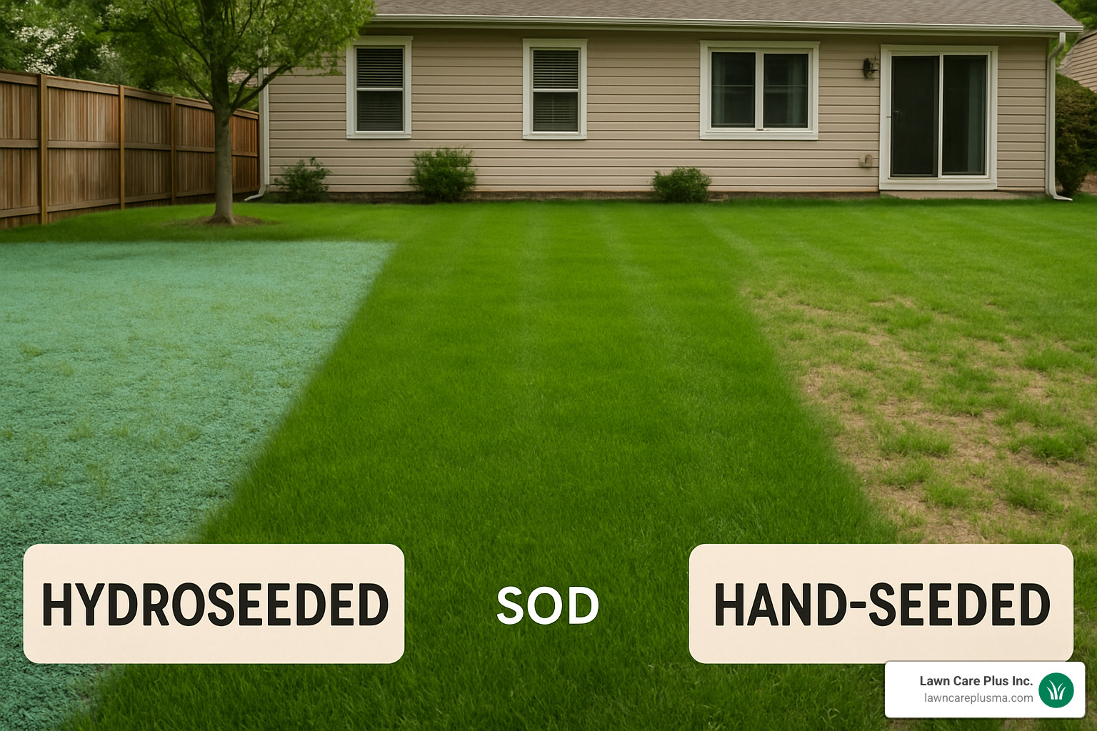 comparison of hydroseeding vs sod vs hand seeding results - hydroseeding
