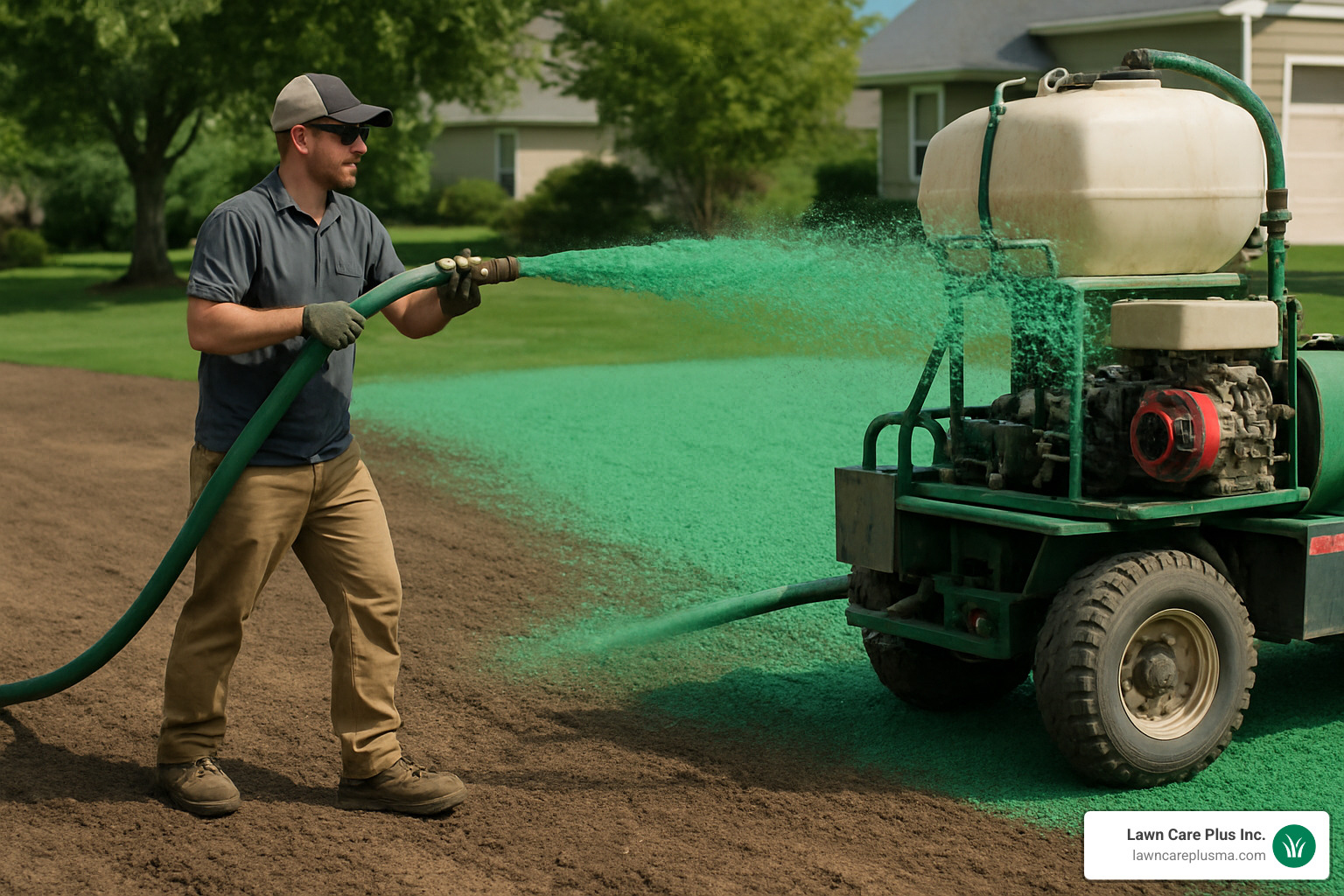 hydroseeding application in progress - hydroseeding