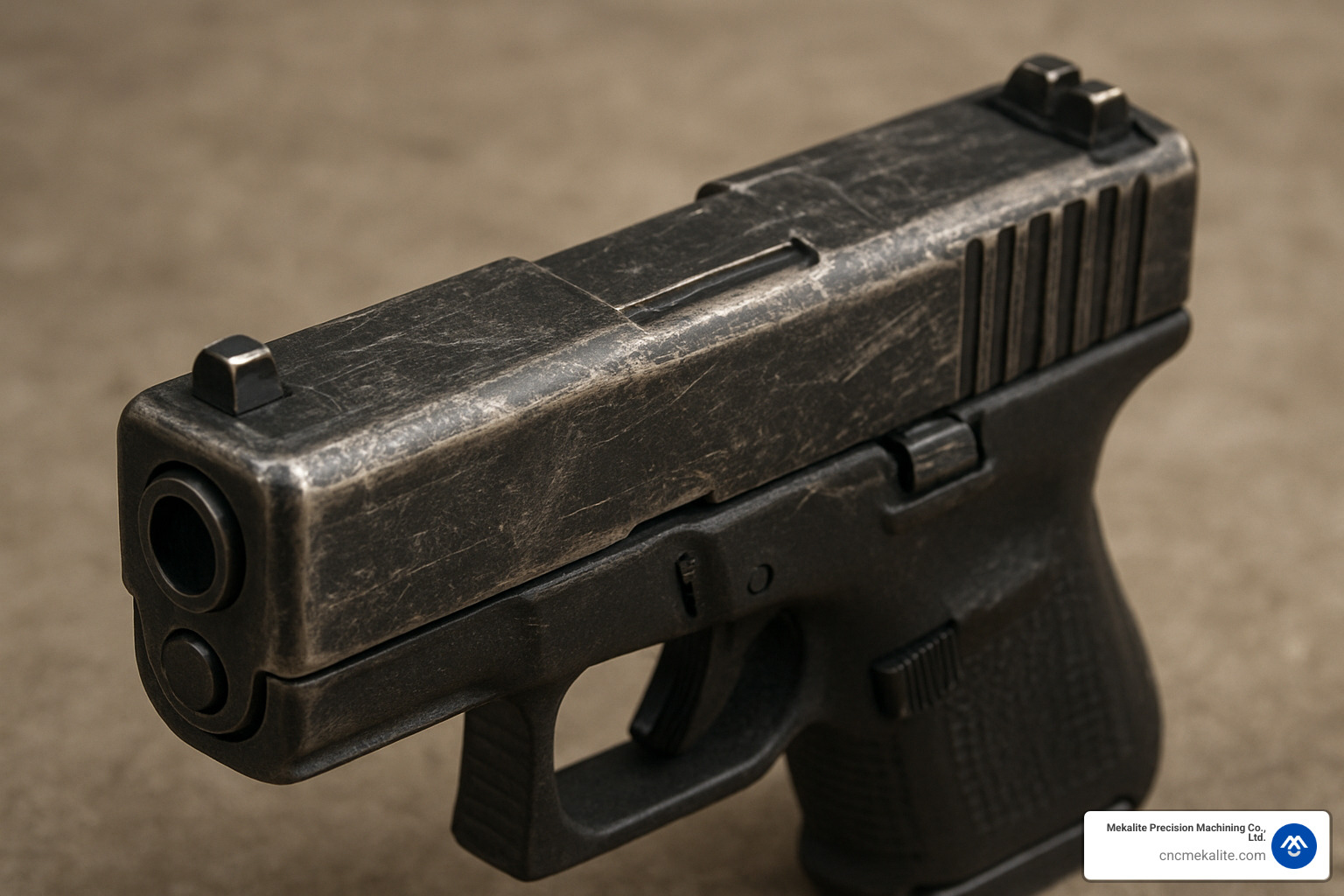 close-up of a firearm slide showing wear patterns - coatings for guns