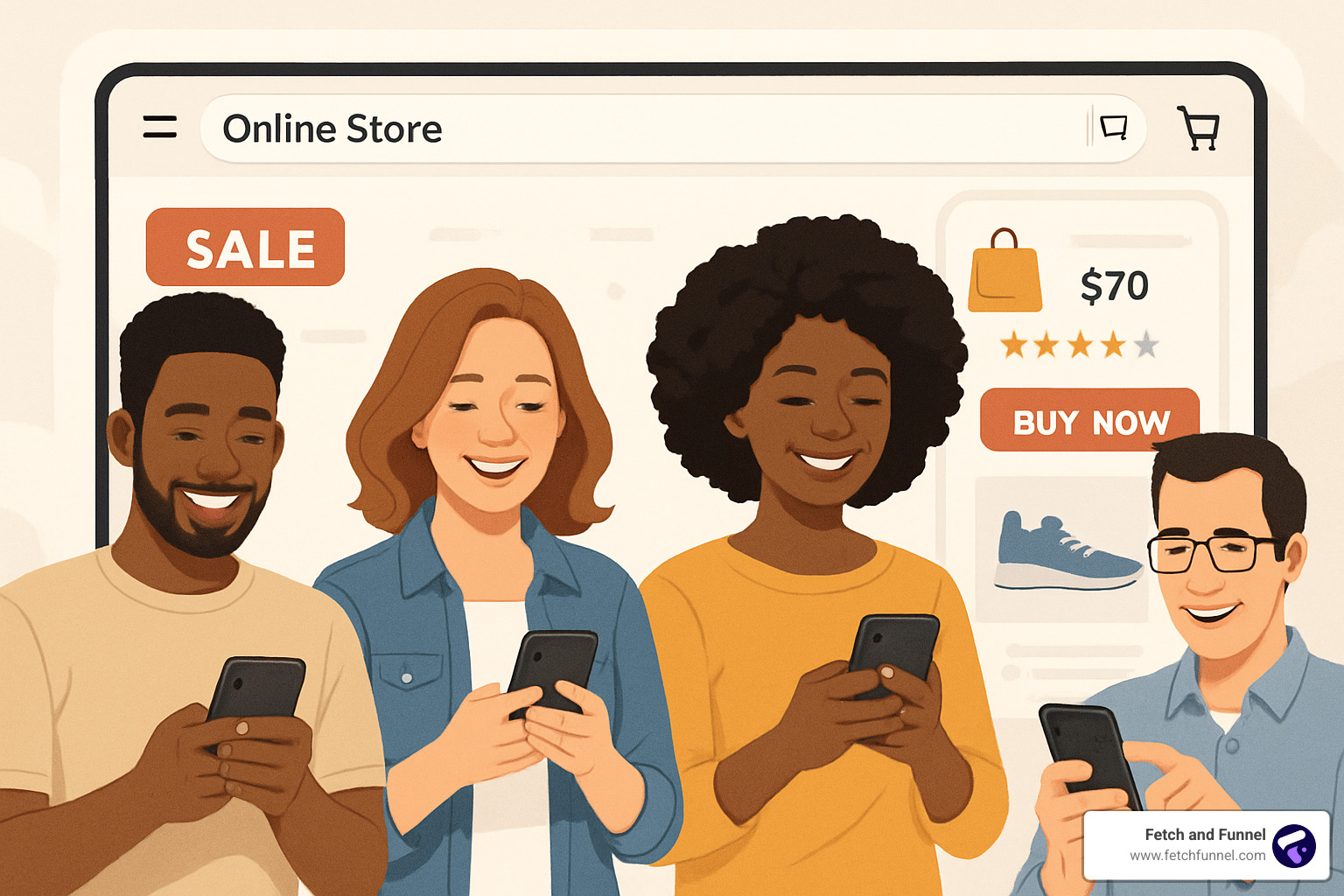 happy customers shopping on a fast-loading mobile store - optimized theme shopify