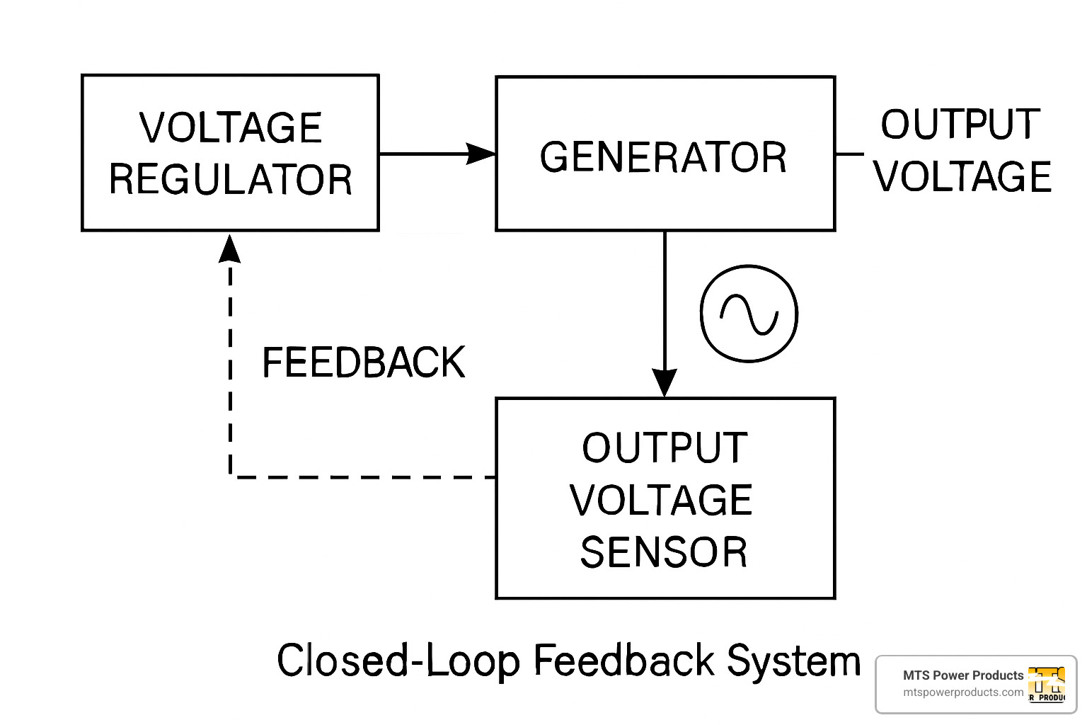 closed-loop feedback diagram showing voltage regulator operation - generator voltage regulator