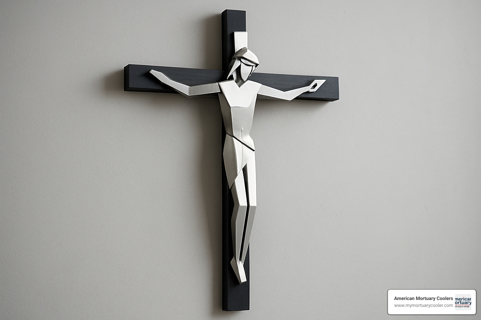 brass and teak mid-century crucifix - modern crucifix