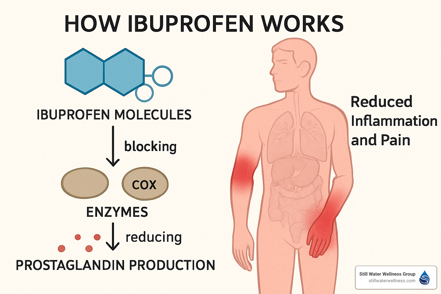 illustration of how ibuprofen works in the body - is ibuprofen an addictive drug