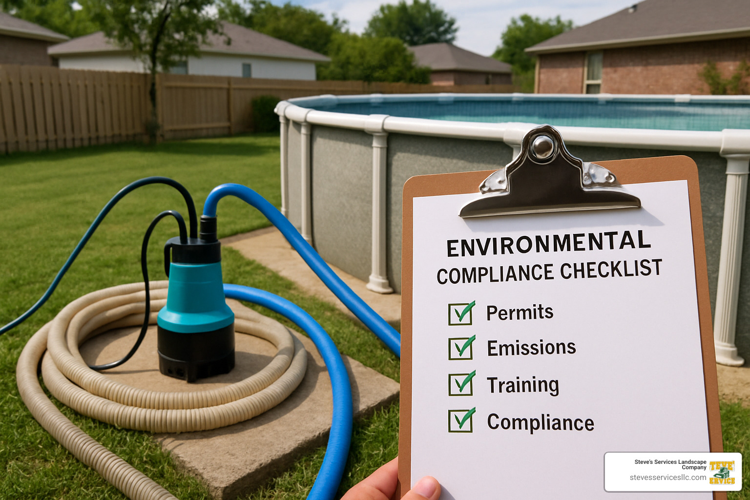 Pool draining equipment and environmental compliance checklist - above ground pool demolition cost