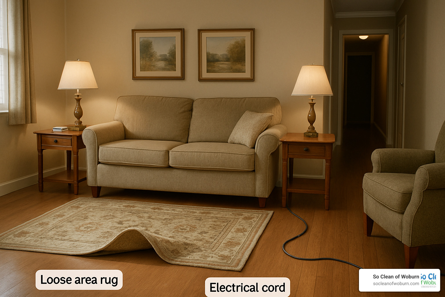 common hazards in senior homes including loose rugs and poor lighting - cleaning for seniors