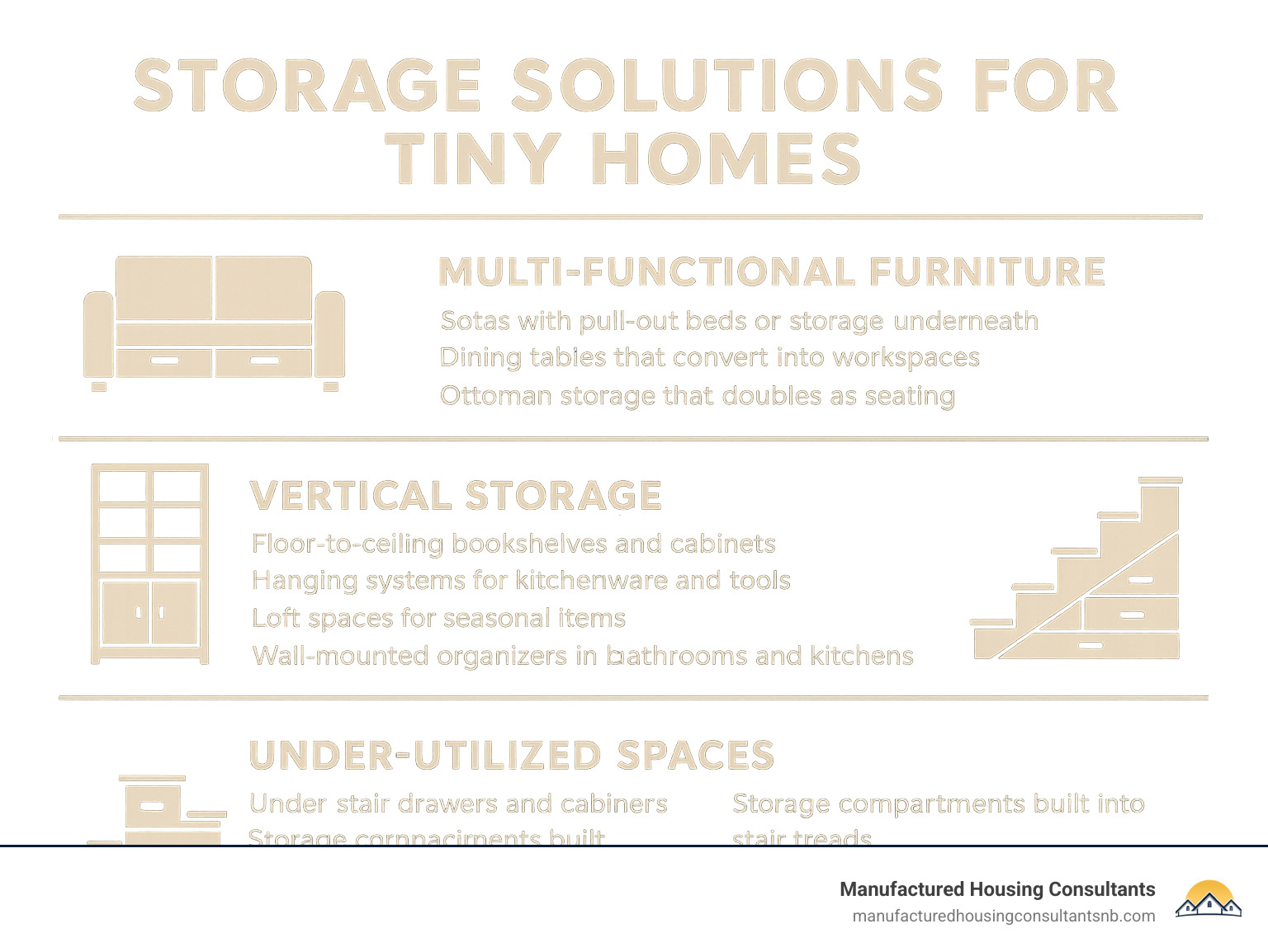 Storage solutions for tiny homes - Tiny home floor plans infographic 