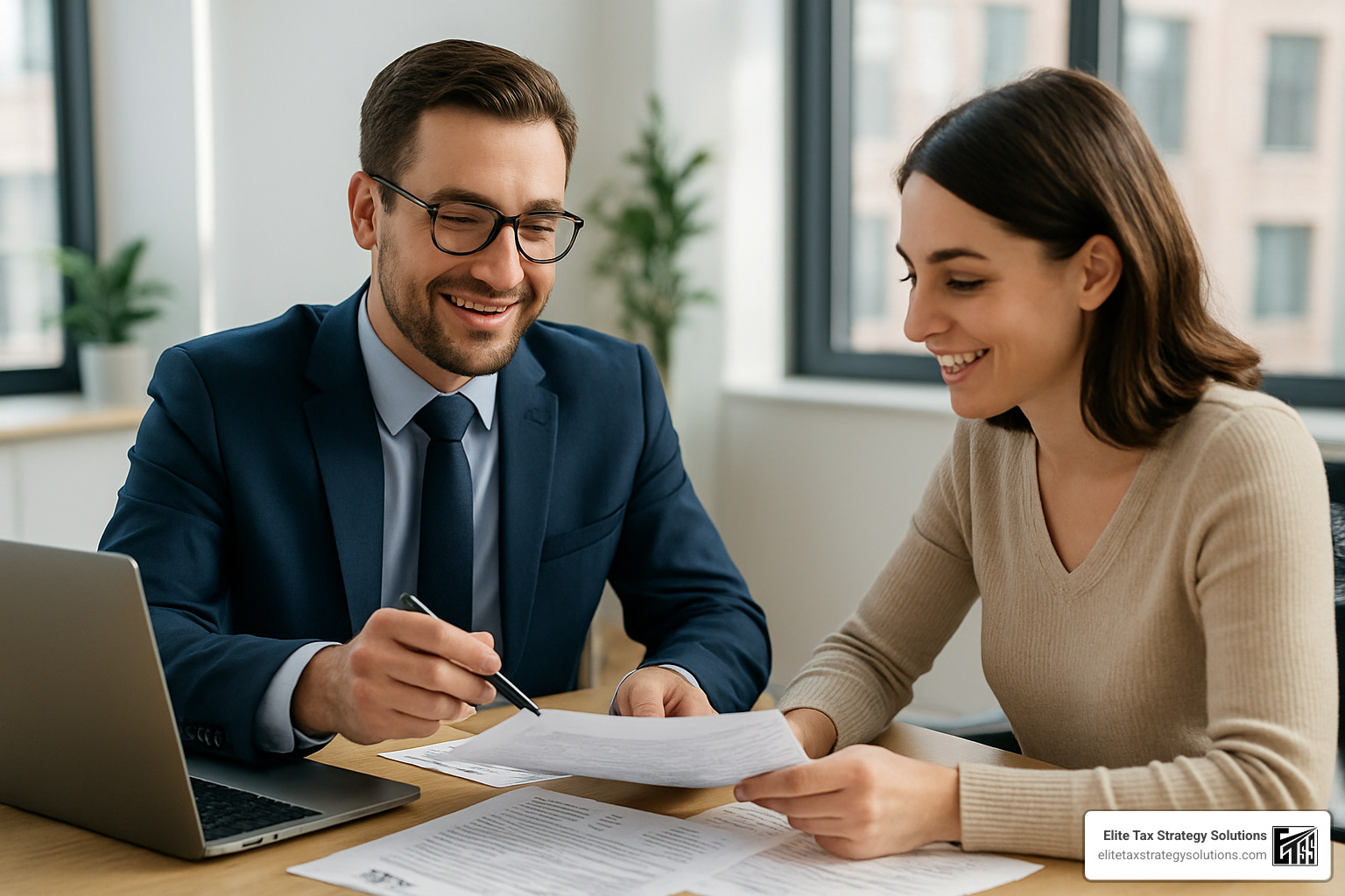 Tax professional helping client with compliance planning - employee tax compliance