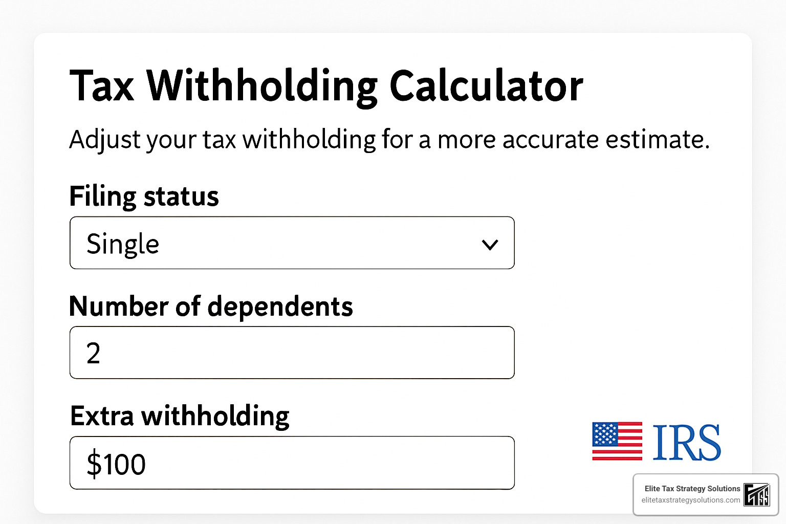 Tax withholding calculator showing adjustment options - employee tax compliance