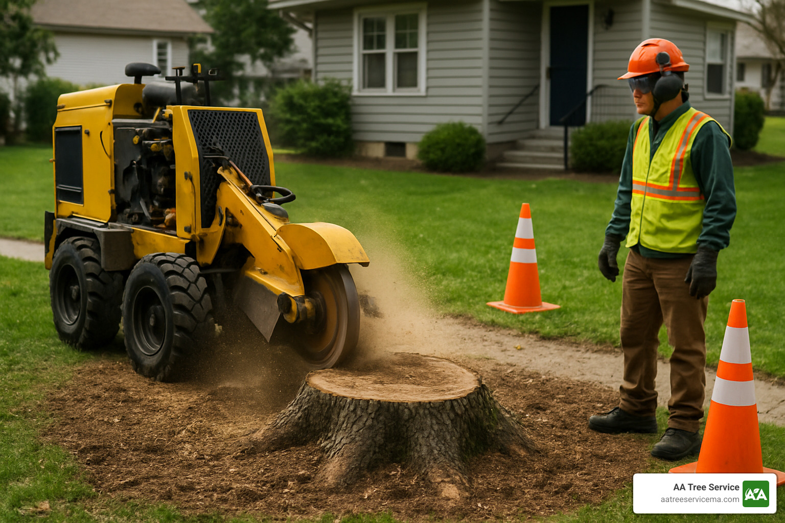 stump grinder removing tree stump - best tree removal service near me