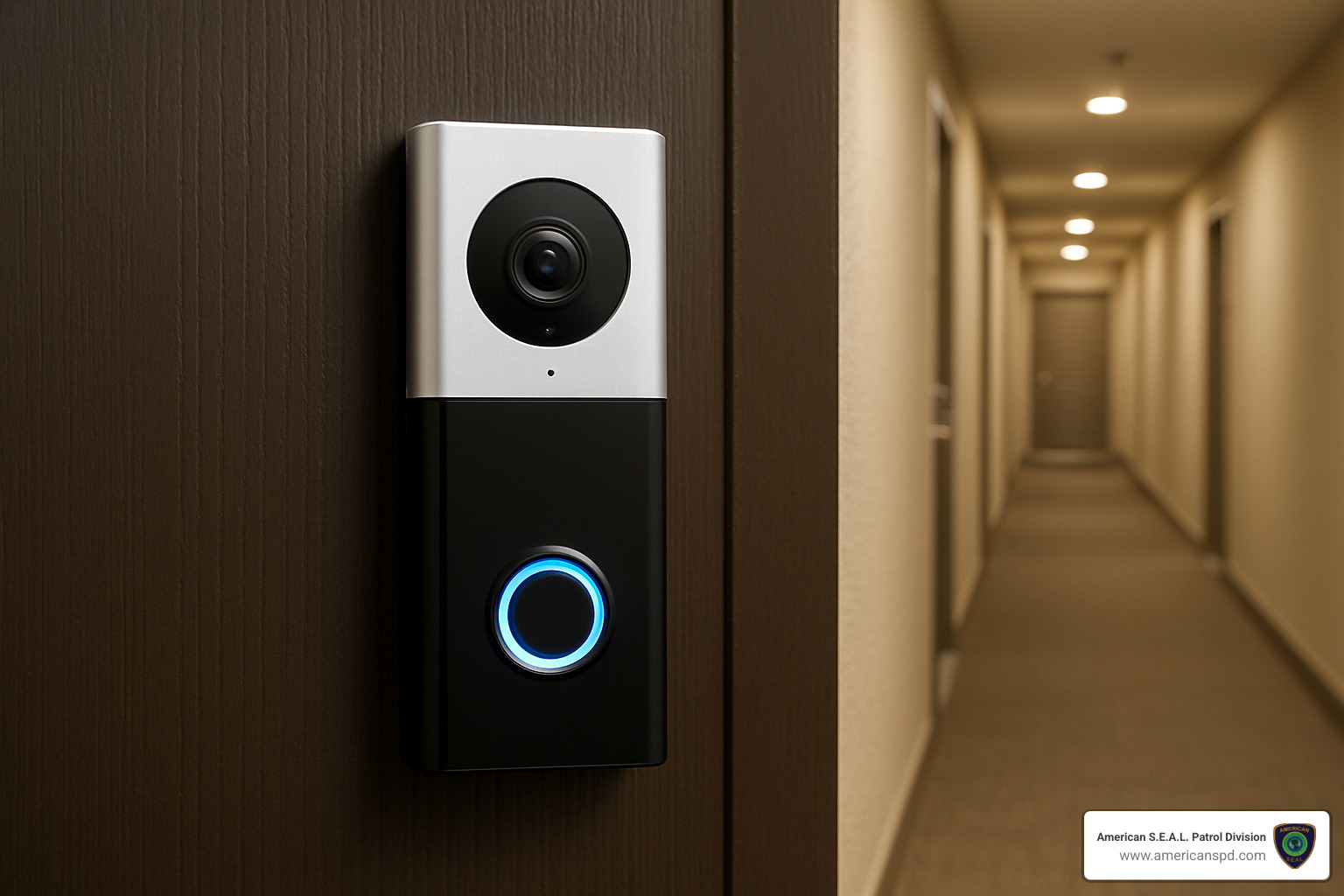 video doorbell on apartment door - security systems for apartments