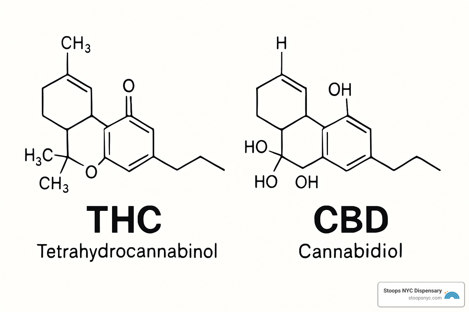 THC and CBD molecular structures - cannabis and mental health fact sheet
