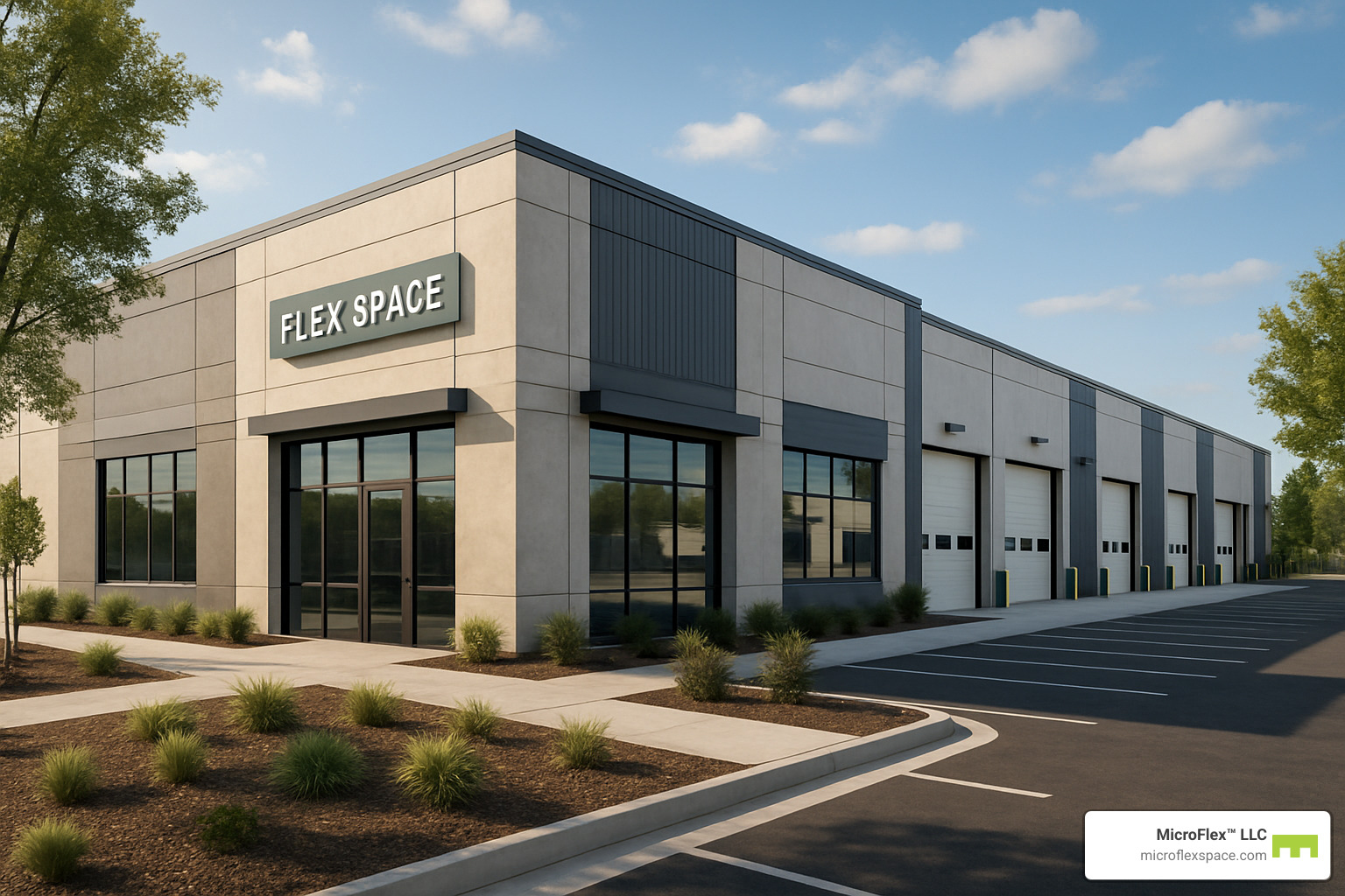 Modern flex space development - flexible leasing spaces