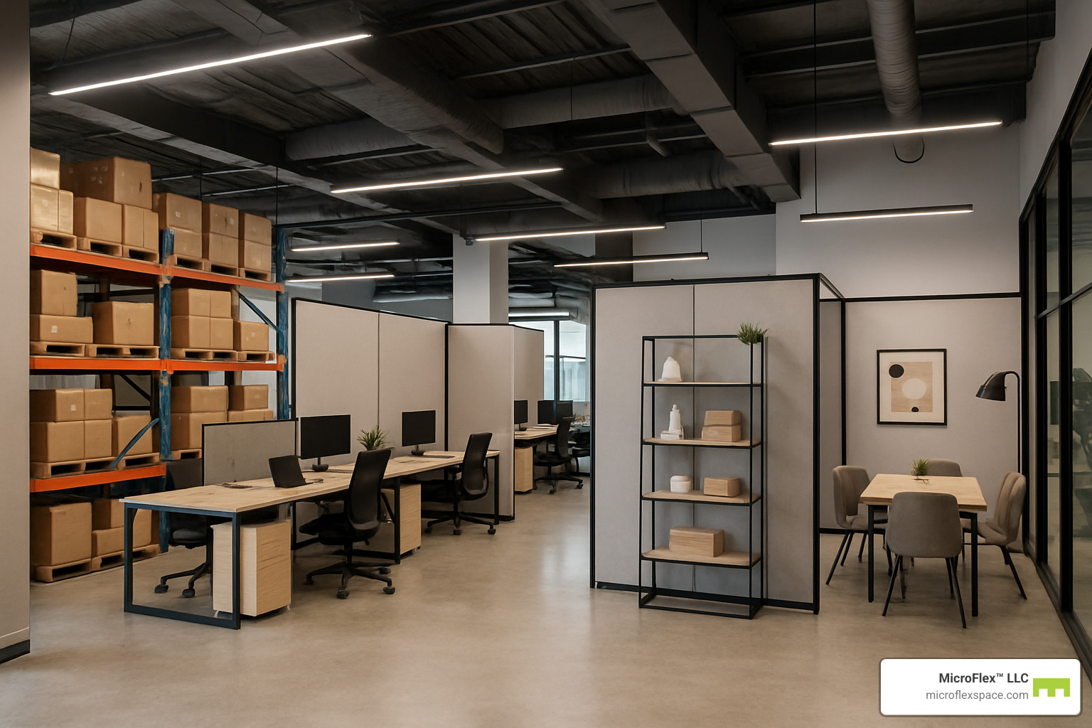 Multi-functional flexible space layout - flexible leasing spaces