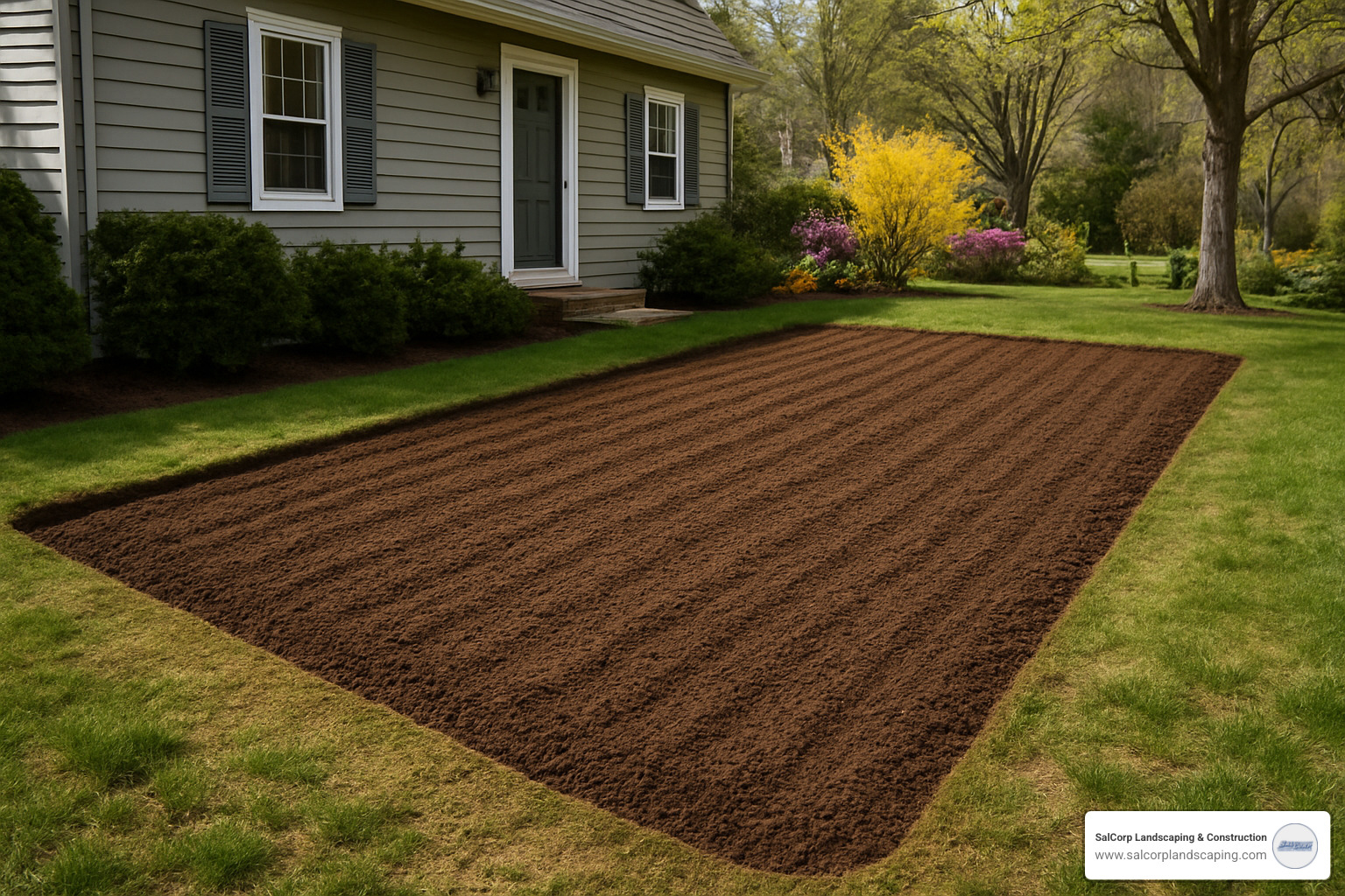 Prepared garden bed ready for cedar mulch application - cedar mulch delivery