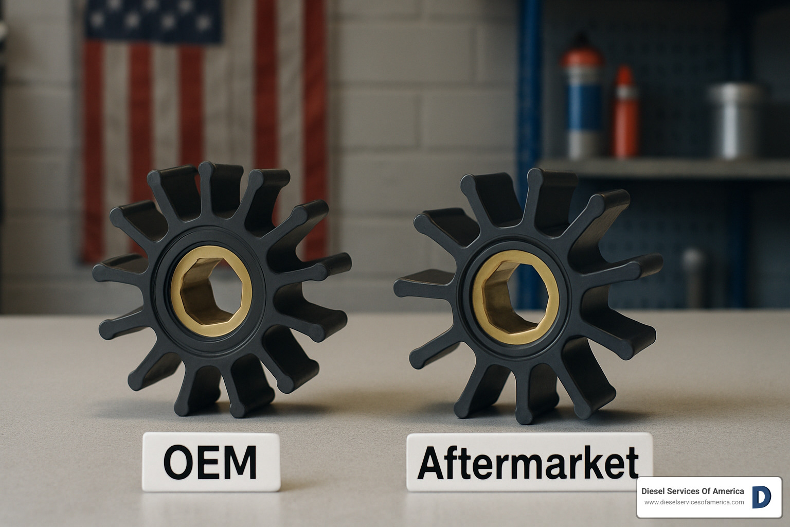comparison of OEM versus aftermarket marine impeller - Diesel engine water pump repair
