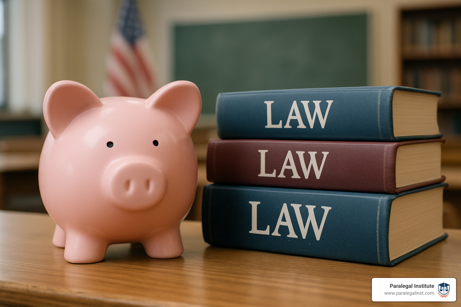 piggy bank & books - paralegal studies certificate