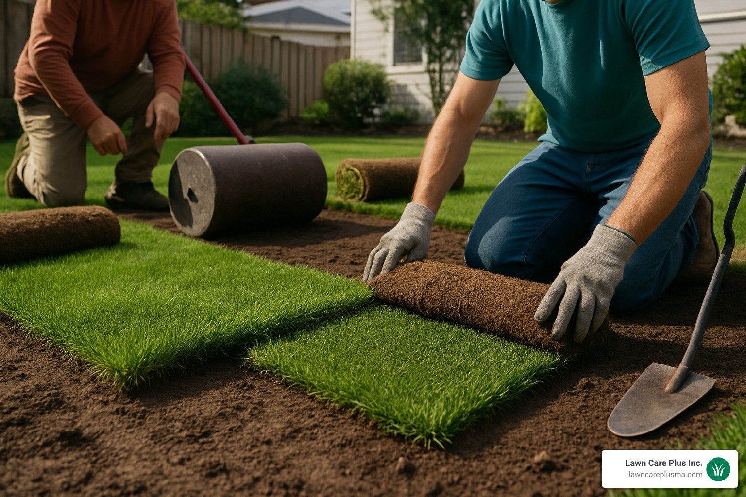 sod installation in progress - new grass installation