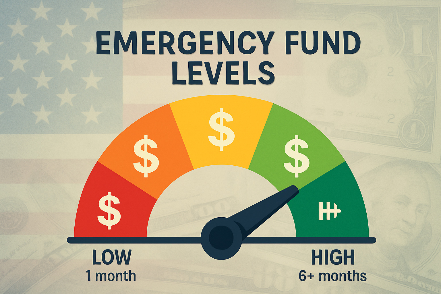 sliding scale gauge showing emergency fund levels - Emergency fund vs savings