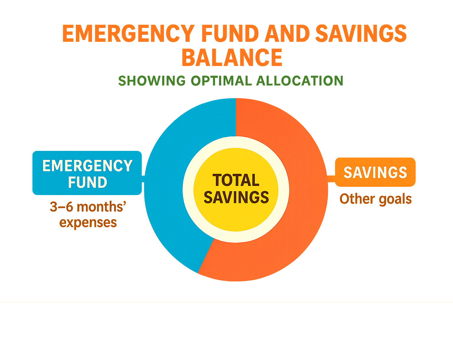 Emergency fund and savings balance showing optimal allocation - Emergency fund vs savings infographic