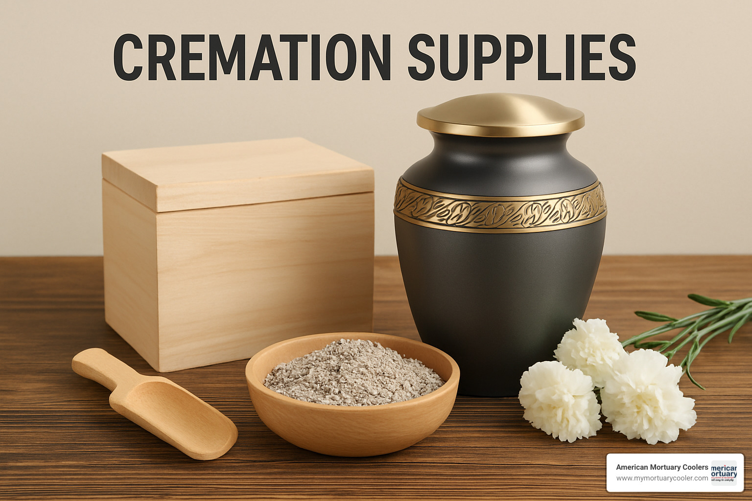 Cremation processing station with various specialized tools and identification systems - cremation supplies