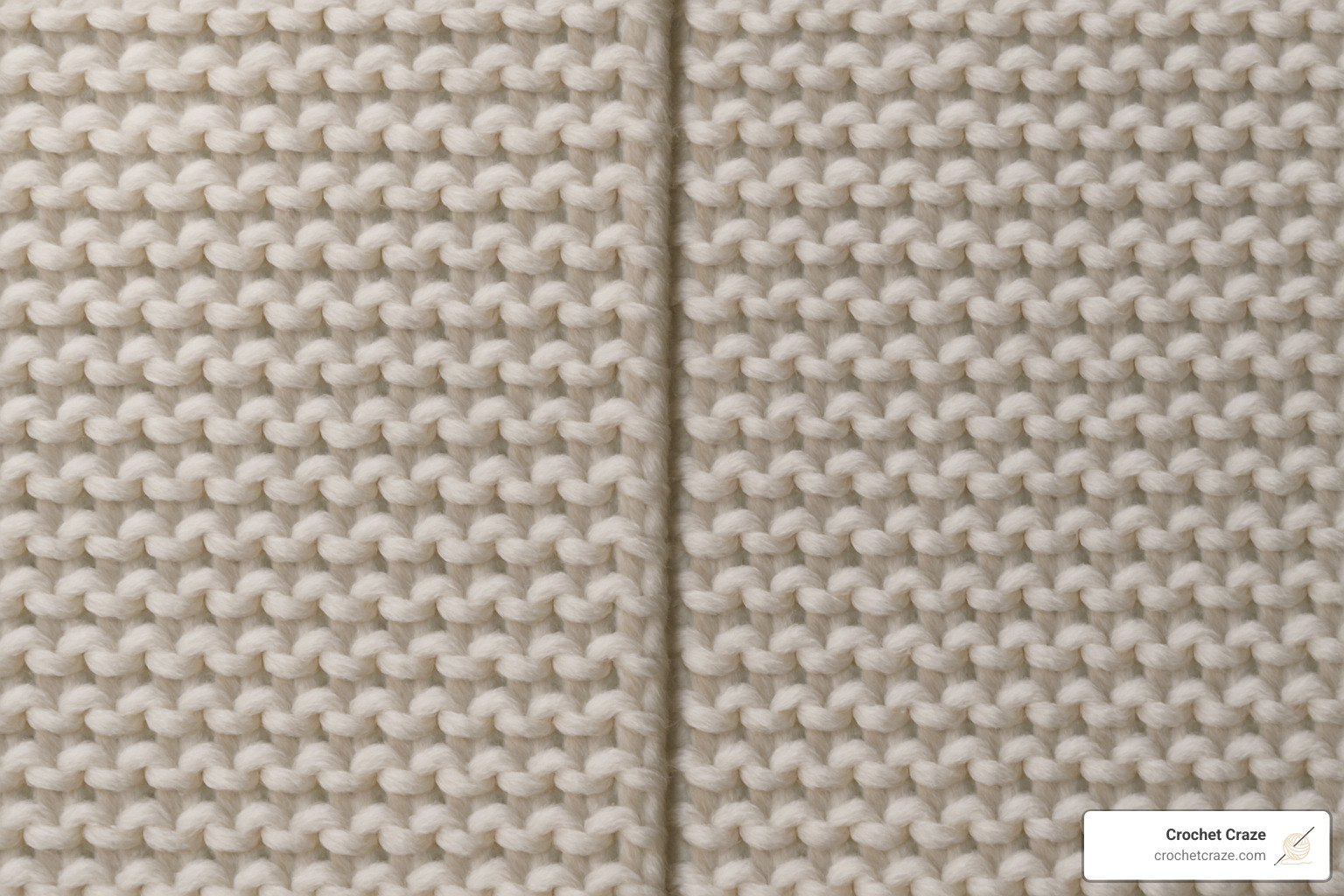 front and back views of garter stitch fabric showing identical appearance - garter stitch knitting