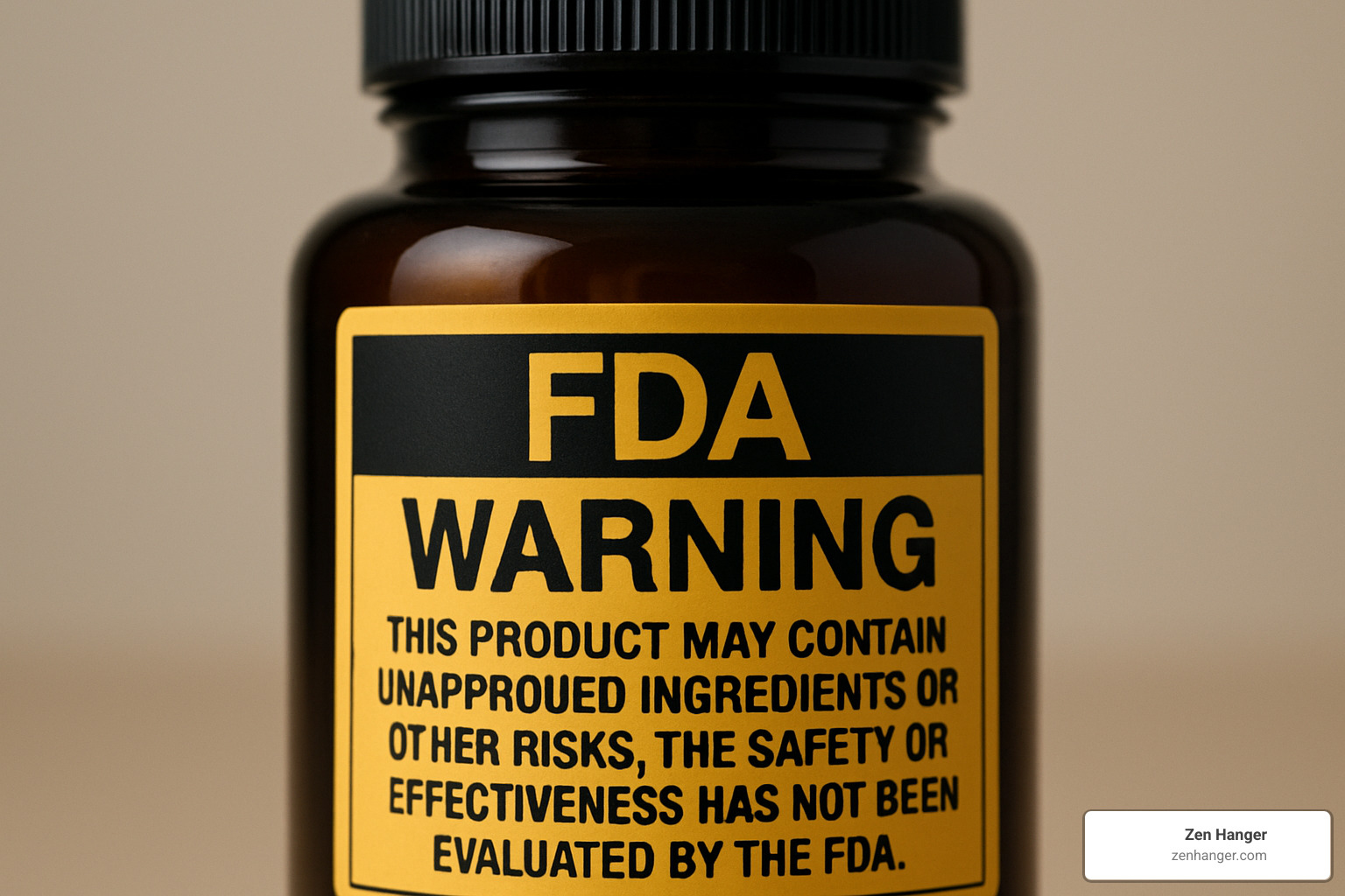 FDA warning label on supplement bottle - men's growth supplement
