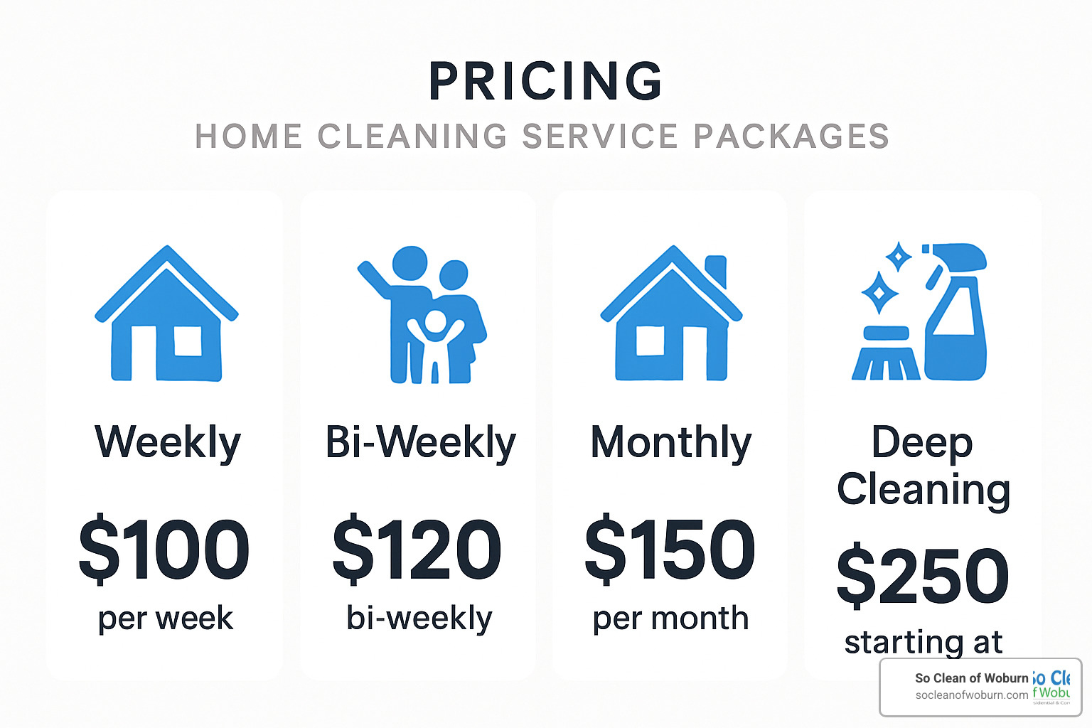 pricing chart showing different cleaning service packages - Top-rated cleaning company