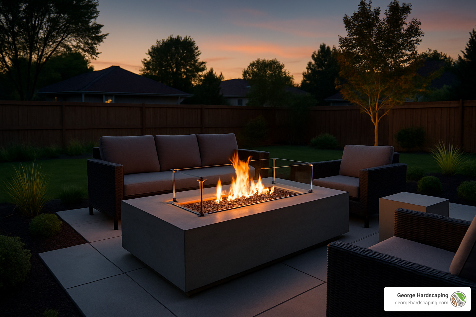 modern custom fire pit with glass elements - custom fire pits
