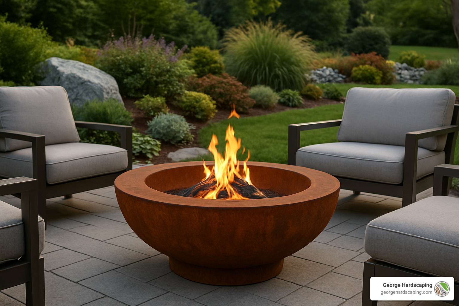 corten steel fire pit with natural patina - custom fire pits