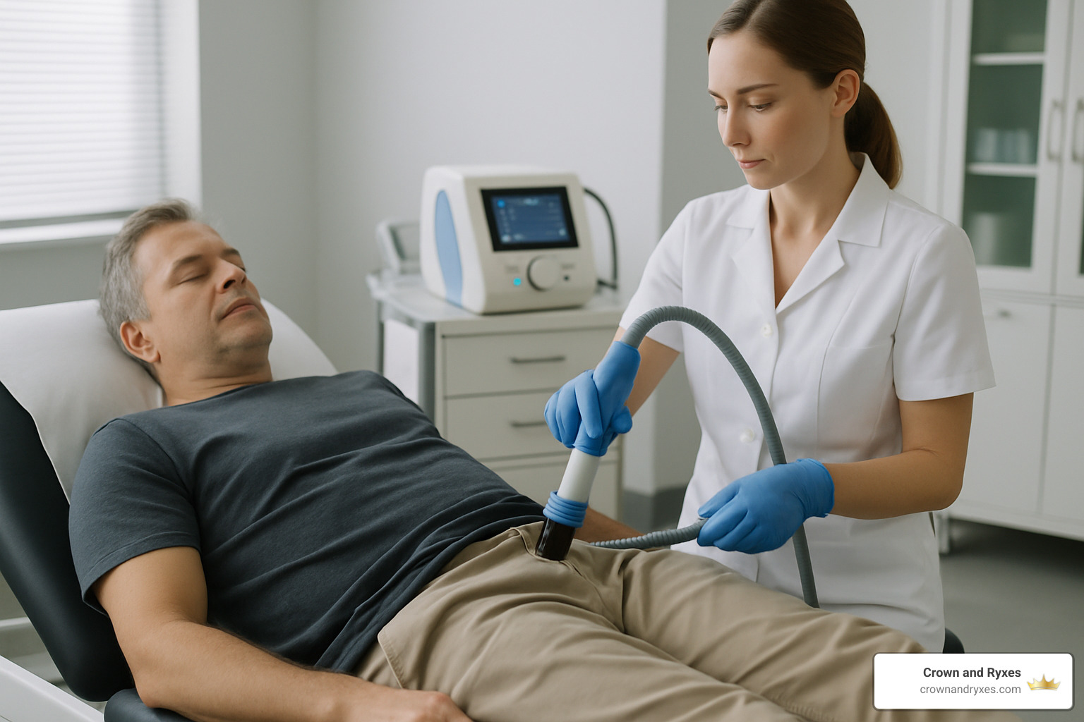 Man receiving REGENmax therapy in a clinical setting - erectile dysfunction treatment